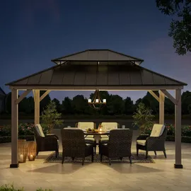 Sunjoy Zedernholz Gazebo Rysy 4,5 x 3,9 m Schwarz/Grau