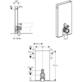 Geberit Monolith Sanitärmodul für Stand-WC, 101cm, -