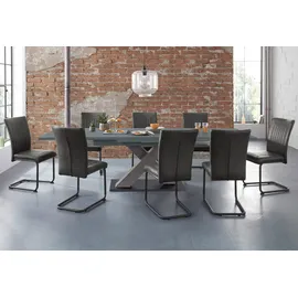 Mäusbacher Esstisch MÄUSBACHER "Komfort Tisch TOPSELLER", grau (graphit, graphit, graphit), B:180cm H:76cm T:90cm, Tische, Esstisch, Mäusbacher Esstisch mit X Gestell und Bodenplatte. Breite 180-280