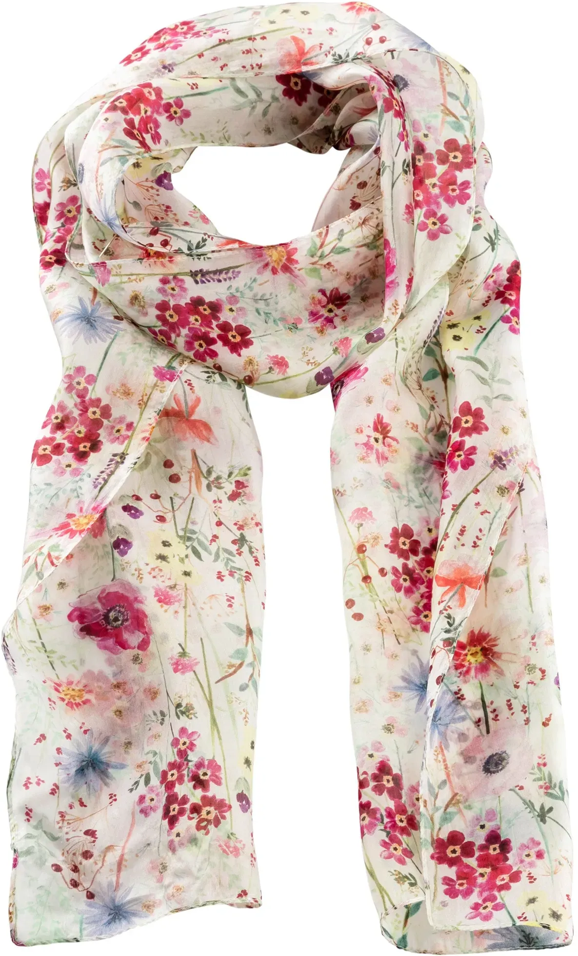 Schal BONPRIX, Damen, creme geblümt, Seide, Modetücher Schal, aus reiner Seide, mit Blumenmuster, feminin gestaltet