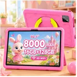 VASOUN TAB11 Kinder-Tablet 10 Zoll,128 GB,8000mAh Tablet (10.1", 128 GB, (Android,WiFi,Dual-Kamera,Bumper Kindersicherung,Elterliche Kontrolle) rosa