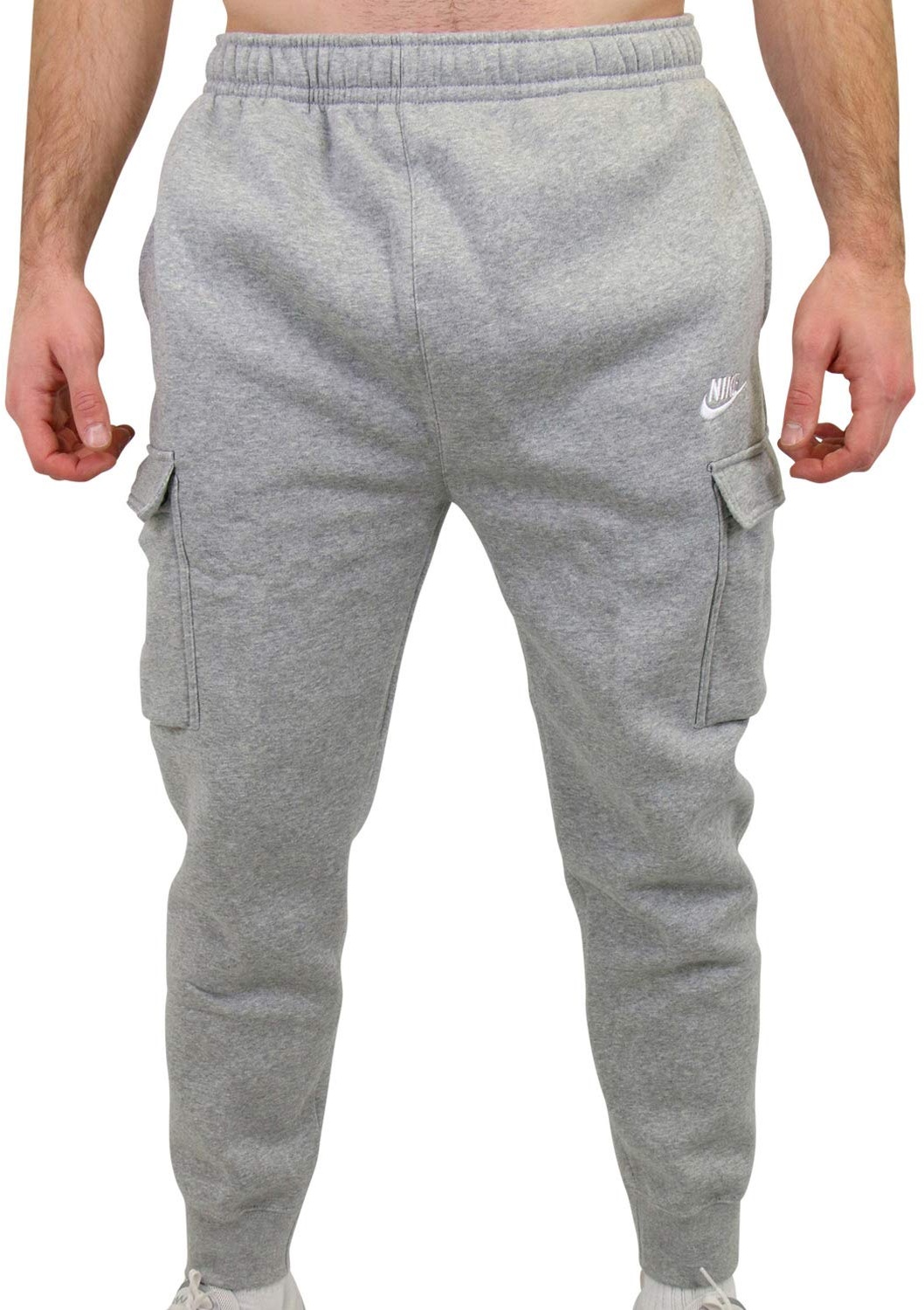 Nike Herren M Nsw Club Cargo Bb Sweatpants, Dark Grey Heather/Matte Silver/White, S EU