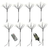MARELIDA LED Gartenstecker Feuerwerk Firework Fernb. Leuchtstäbe 8er Set schwarz