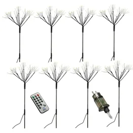 MARELIDA LED Gartenstecker Feuerwerk Firework Fernb. Leuchtstäbe 8er Set schwarz
