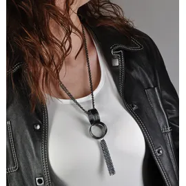 FIRETTI Y-Kette Rough Rings grau / Metall