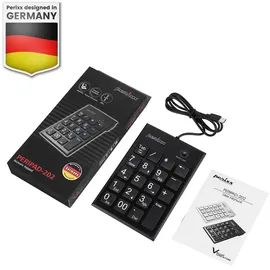 Perixx PERIPAD-202C USB-C Nummernblock USB-Hub Schwarz