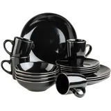Mäser Kombiservice, Steinzeug Metallic RIM Schwarz, 16-teilig