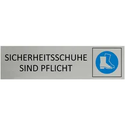 CombiCraft Aluminium Türschild Sicherheitsschuhe sind Pflicht 165x45mm mit 3M-Tape