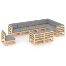 vidaXL Garten-Lounge-Set 10-tlg. natur/grau 3076864