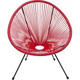 Kare Design Sessel Acapulco, Rot, Indoor und Outdoor Stuhl im Retro-Design, Gartenstuhl, Relaxsessel für Balkon, Garten, Terrasse, Schwarzes Stahlgestell, 85x73x78 cm (H/B/T)