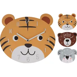Kinderwanduhr Tier KIDS - gelb & gold