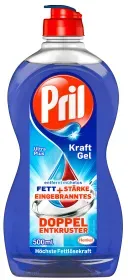 Pril Kraft-Gel Handspülmittel, Mit Doppelentkruster, wirkungsvoll gegen Fett, Stärke und Eingebranntes, 500 ml - Flasche, Ultra Plus