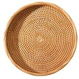 Rund Rattan Obstkörbe, 30cm Geflochtene Brot Korb Natürlicher Aufbewahrungskörbe Eierkorb Organizer Obstplatte Picknickkorb Brotschale Obstschale für Esszimmer Küche Wohnkultur Desktop Organizer