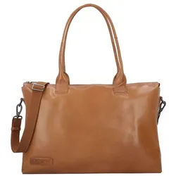 Plevier Rock Copal Schultertasche Leder 44 cm Laptopfach cognac