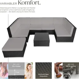 Tectake Venedig Rattan Lounge schwarz/grau