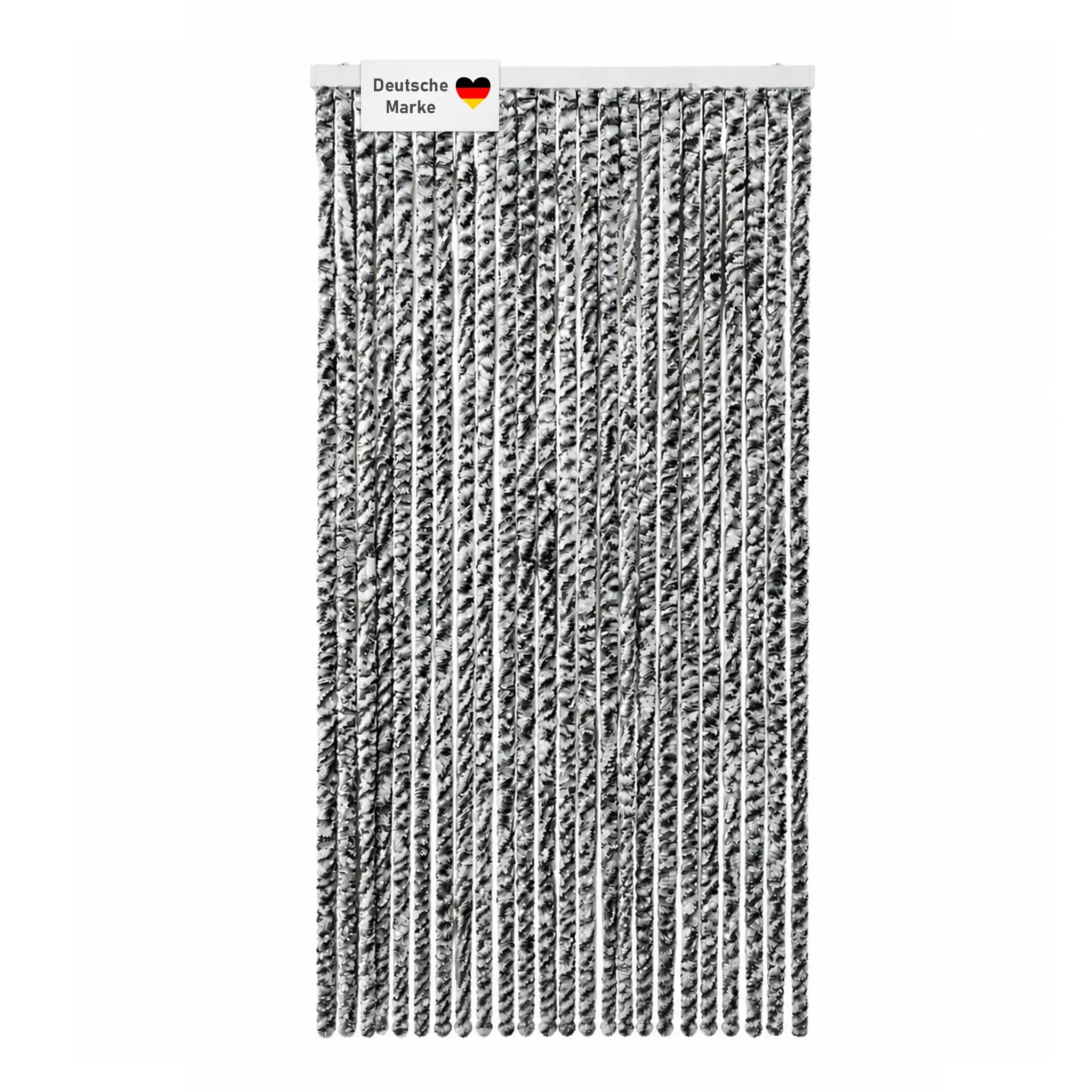 Flauschvorhang 100x200 cm schwarz-silber-weiß, Fliegenschutz, Türvorhang