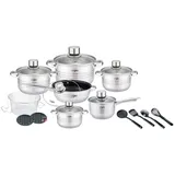 Platinum 20 teilig 18/10 Edelstahl Kochgeschirr Induktion Kochtopf Topfset Glasdeckel silber