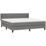 vidaXL Boxspringbett mit Matratze Dunkelgrau 160x200 cm Stoff