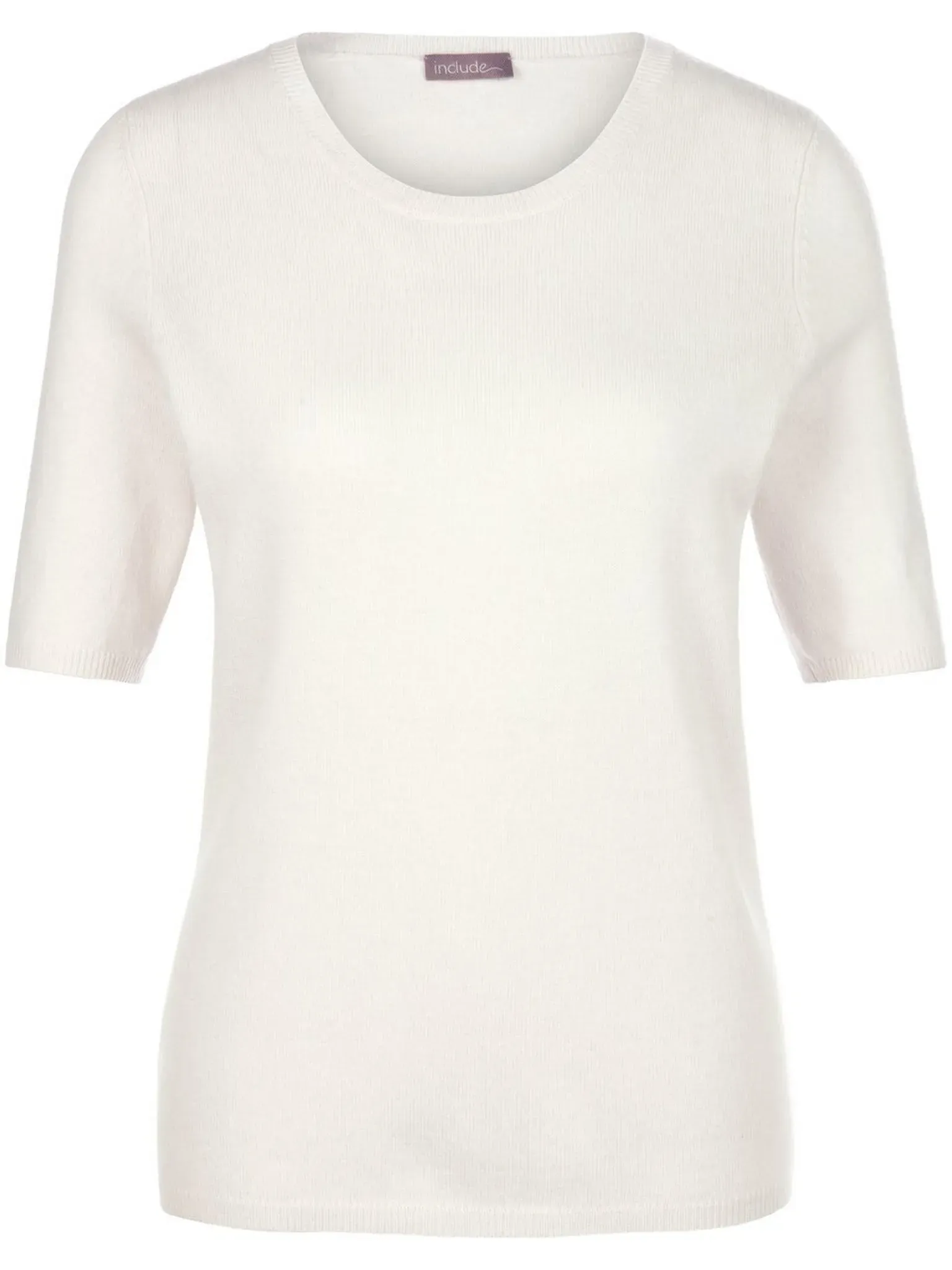 Pull col rond en laine vierge et cachemire  include blanc