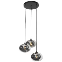 QAZQA Art Deco Hängelampe schwarz 3-flammig mit Rauchglas - Busa