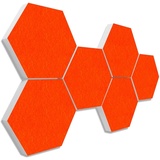 platino24 Akustikpaneele 6 Elemente Colore Waben Ø 30 cm Orange I Schallabsorber aus Basotect G+ mit Akustikfilz I Schalldämmung Wand & Decke I Akustikelement Wandpaneel