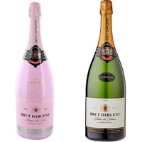 Brut Dargent Ice Rose Pinot Noir Demi-Sec Halbtrocken (1 x 1.5 l) & - Blanc de Blancs Chardonnay Sekt Méthode Traditionnelle Magnum (1 x 1.5 l)