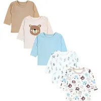 TupTam Baby Jungen Langarmshirt Gestreift 5er Set, Farbe: Bärchen
