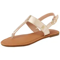 TOMMY HILFIGER Damen METALLIC Leather Thong FW0FW08798 Flache Sandalen, Gold (Gold), 38 EU