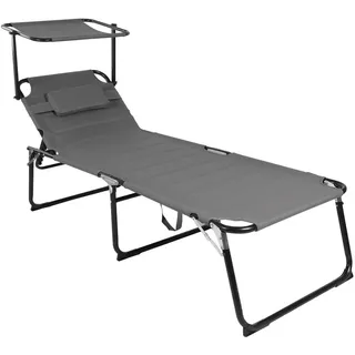 Mojawo XXL Gartenliege Grau mit Dach