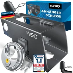MASKO® Anhängerschloss  für Angekoppelte & Abgekoppelte Anhänger   Anhänger Schloss Diebstahlschutz Wohnwagen Kastenschloss inkl. Diskusschloss & Schlüssel & Schutzkappe