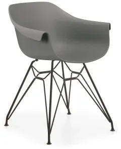 Niehoff Tulip Schalensessel, Sitzschale grey, Gestell Eifelturm Eisen schwarz