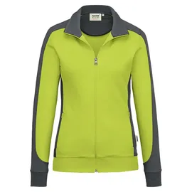 Hakro Damen Sweatjacke Contrast Mikralinar® kiwi/anthrazit, S