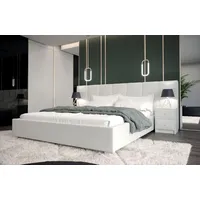 aea Designer Bett Schlafzimmer Betten Textil Stoff Hotel Luxus Polster Sitz Stoff - Weiß