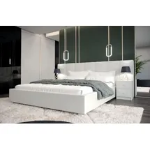 aea Designer Bett Schlafzimmer Betten Textil Stoff Hotel Luxus Polster Sitz Stoff - Weiß