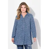 MIAMODA Hemdbluse A-Linie Leomuster Stahlblau 48