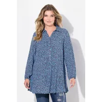 MIAMODA Hemdbluse A-Linie Leomuster Stahlblau 48