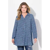 MIAMODA Hemdbluse A-Linie Leomuster Stahlblau 48