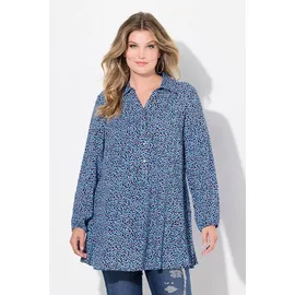 MIAMODA Hemdbluse A-Linie Leomuster Stahlblau 48