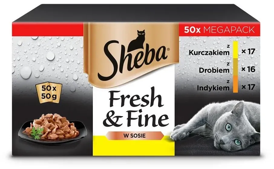 SHEBA Fresh&Fine 50x50 g Saucenbeutel für Huhn, Geflügel und Pute