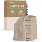 Laleni Spucktücher Baby im 20er Set aus Reiner Baumwolle - schadstofffreie Mulltücher weich 70x70 - saugstarke Mussellintücher Baby - Musselin Tuch als Mullwindel waschbare Mulltücher - Beige