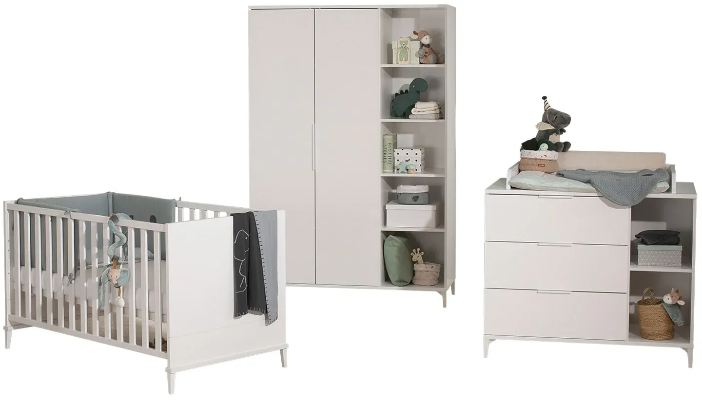 Babyzimmer-Set 3-teilig HELORY, Kreideweiß Dekor - 3-teilig