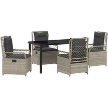 vidaXL Garten Essgruppe 5 pcs Hellgrau Poly-Rattan