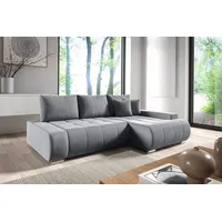 3 Sitzer Ecksofas in L-Form ANTONIO MINI VALERI L, Ottomane Rechts oder Links, Schlaffunktion & Bettkästen, Eckarniutur, Couch in Samt -  Dunkelgrau - Grau