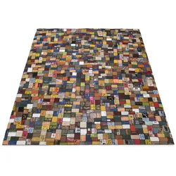 Lederteppich OCI DIE TEPPICHMARKE "Labelstar" Gr. 4, bunt, B:170cm H:3mm L:240cm, Leder, Teppiche, echtes Leder im Patchwork Design, Wohnzimmer