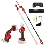6-in-1 Akku Heckenschere & Elektrische Astschere mit Ausziehbarem Stiel kompatibel mit Milwaukee 18V, Verstellbare Länge 100–200cm & 0–180° Schwenkbarer Kopf, Elektrischer Heckenschneider für Garten