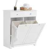 SoBuy Wäscheschrank 78 x 90 x 38 cm Weiß Holzwerkstoff