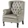Massivmoebel24 Ohrensessel Chesterfield Leder 88 x 105 x 81 cm Grau