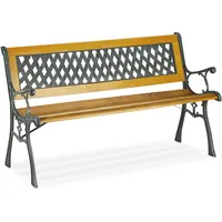 Relaxdays Gartenbank, 2 Sitzer, Holz & Gusseisen, Balkon &