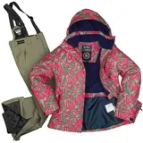 Killtec Skianzug Mädchen Skijacke hellgrün pink gemustert + Skihose hellgrün, verschweißte Nähte bunt|grün|rosa 140