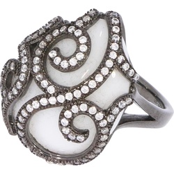 Faberge, Ring, Ring „mit weißem Achat „, (52, 925 Silber)